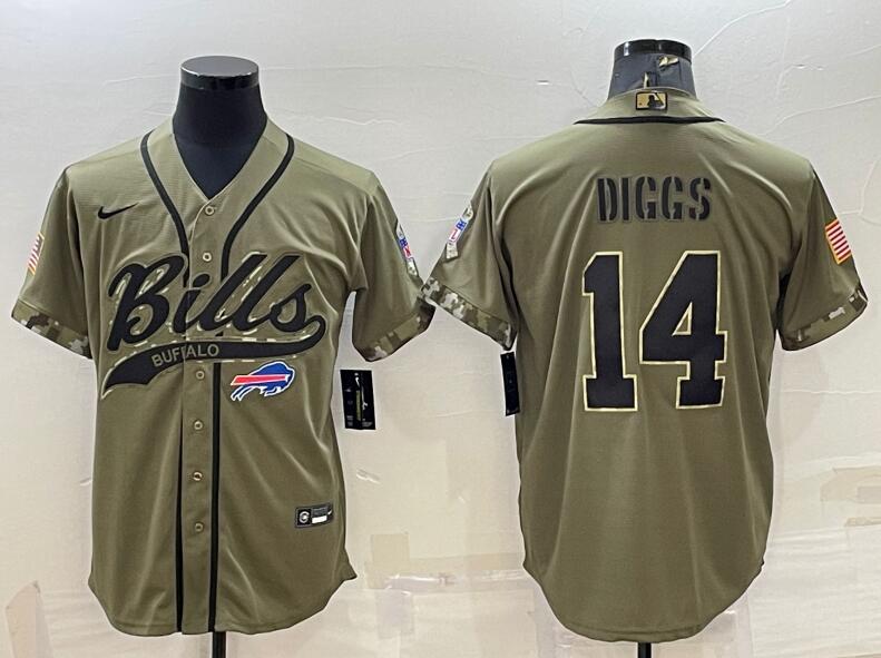 Men's Buffalo Bills ACTIVE PLAYER Custom Olive Salute to Service Cool Base Stitched Baseball Jersey